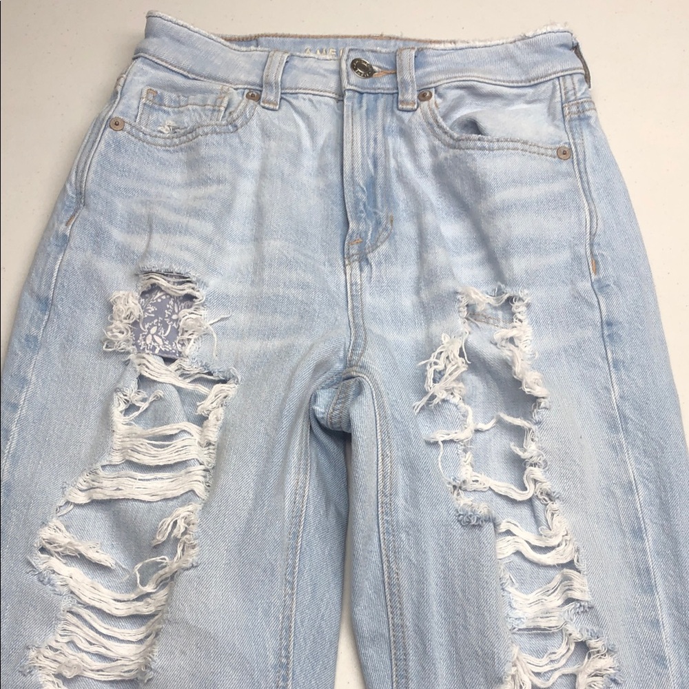 American Eagle Outfitters Distressed Light Blue Boyfriend Jeans